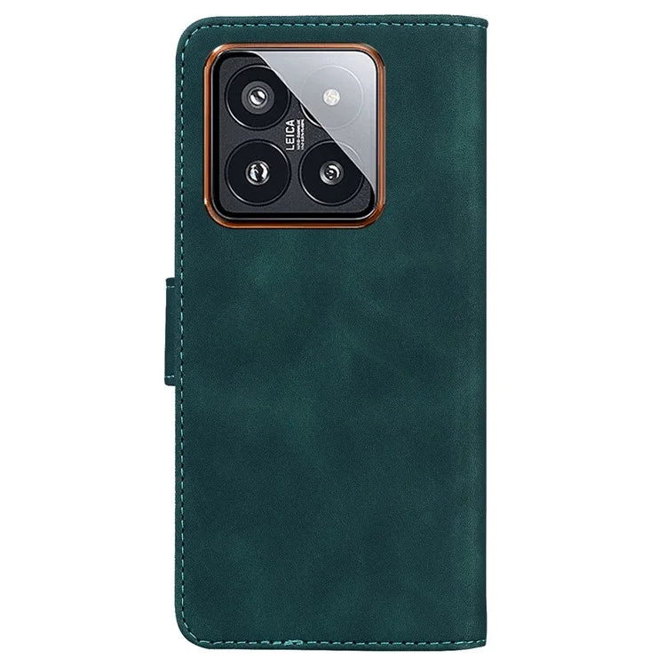 For Xiaomi 14 Pro Case Leather Solid Color Flip Stand Phone Cover