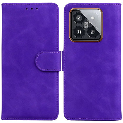 For Xiaomi 14 Pro Case Leather Solid Color Flip Stand Phone Cover
