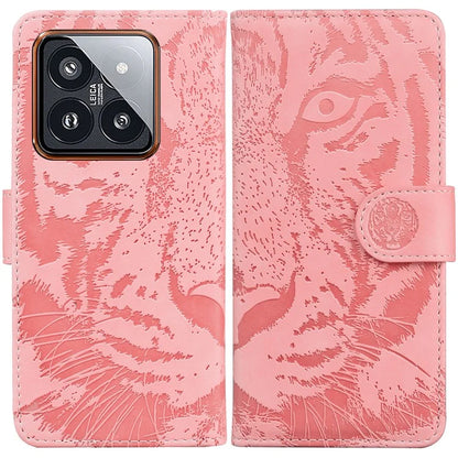 For Xiaomi 14 Pro Case Leather Tiger Pattern Imprinted Phone Wallet Cover