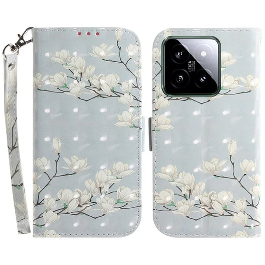 For Xiaomi 14 Case 3D Pattern Leather Anti-scratch Phone Wallet Cover