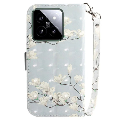 For Xiaomi 14 Case 3D Pattern Leather Anti-scratch Phone Wallet Cover