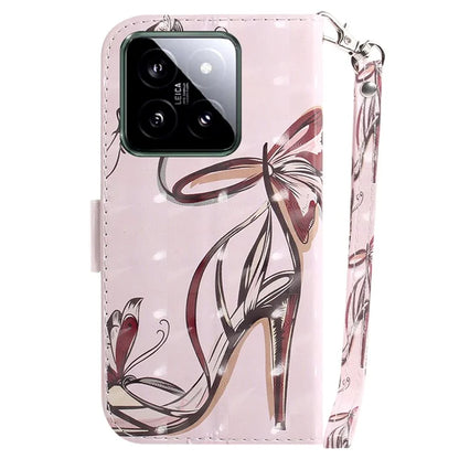 For Xiaomi 14 Case 3D Pattern Leather Anti-scratch Phone Wallet Cover