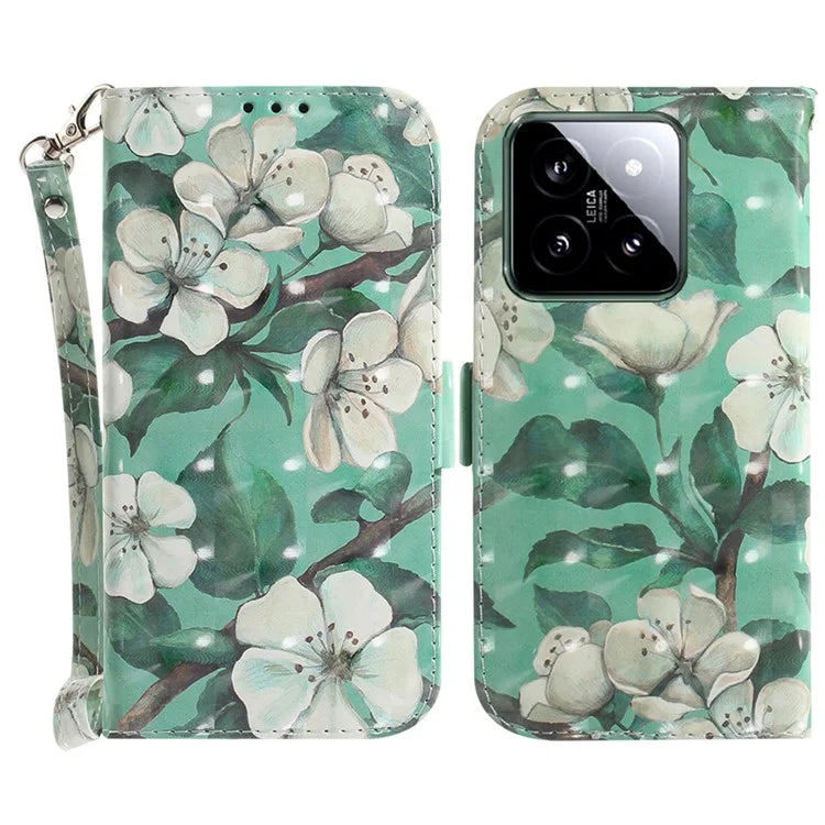 For Xiaomi 14 Case 3D Pattern Leather Anti-scratch Phone Wallet Cover