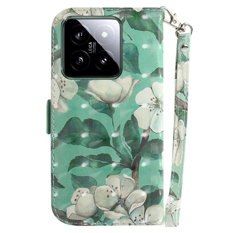 For Xiaomi 14 Case 3D Pattern Leather Anti-scratch Phone Wallet Cover