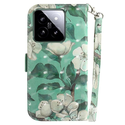 For Xiaomi 14 Case 3D Pattern Leather Anti-scratch Phone Wallet Cover