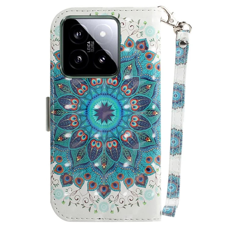 For Xiaomi 14 Case 3D Pattern Leather Anti-scratch Phone Wallet Cover