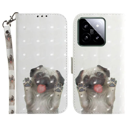 For Xiaomi 14 Case 3D Pattern Leather Anti-scratch Phone Wallet Cover