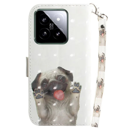 For Xiaomi 14 Case 3D Pattern Leather Anti-scratch Phone Wallet Cover