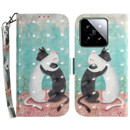 For Xiaomi 14 Case 3D Pattern Leather Anti-scratch Phone Wallet Cover