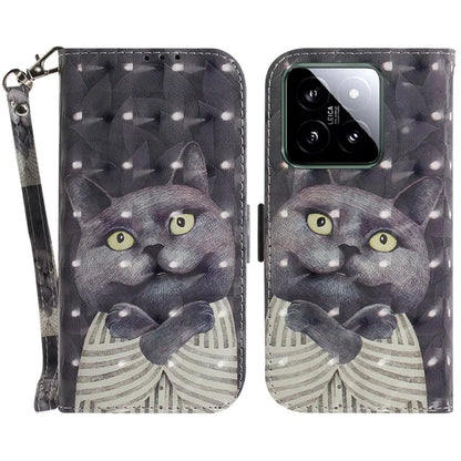 For Xiaomi 14 Case 3D Pattern Leather Anti-scratch Phone Wallet Cover