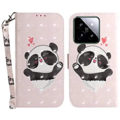 For Xiaomi 14 Case 3D Pattern Leather Anti-scratch Phone Wallet Cover