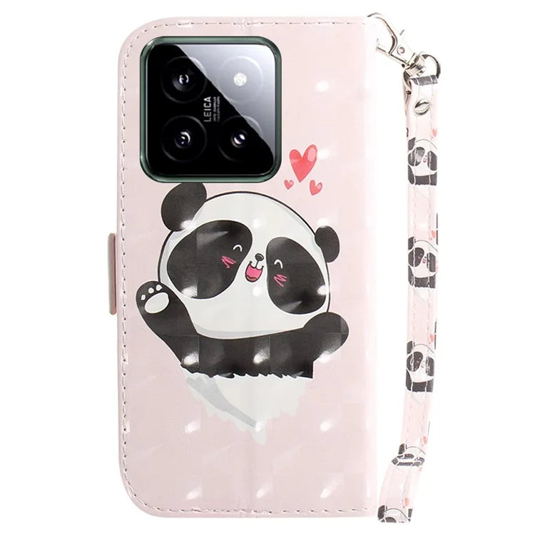 For Xiaomi 14 Case 3D Pattern Leather Anti-scratch Phone Wallet Cover