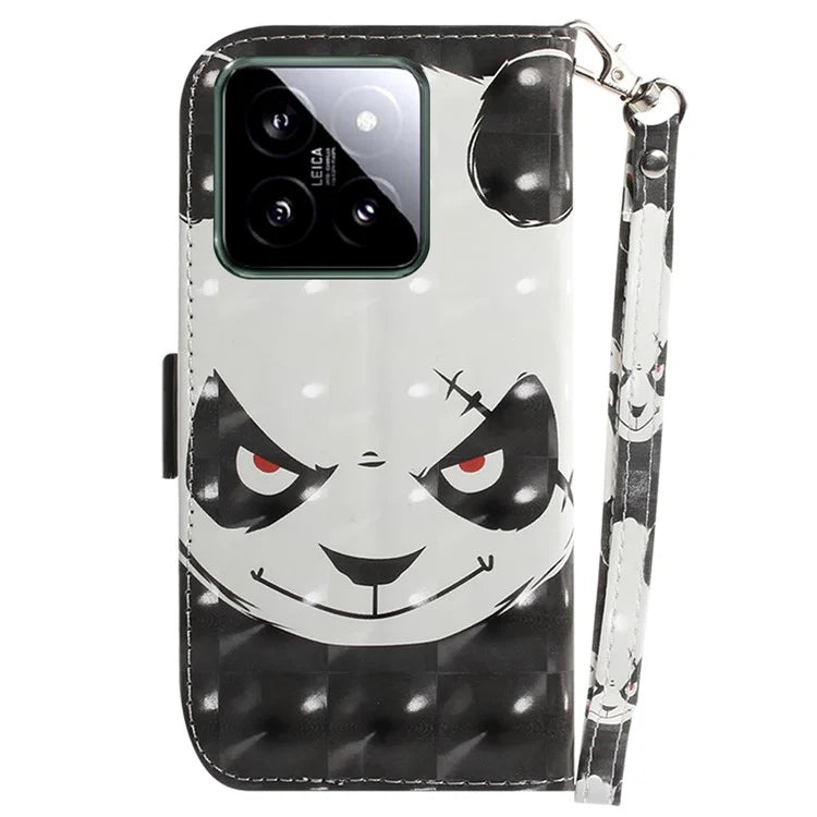 For Xiaomi 14 Case 3D Pattern Leather Anti-scratch Phone Wallet Cover