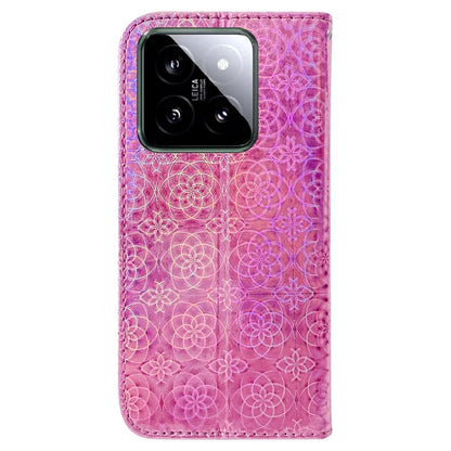 For Xiaomi 14 Leather Case Dazzling Flower Pattern Phone Cover with Hand Strap