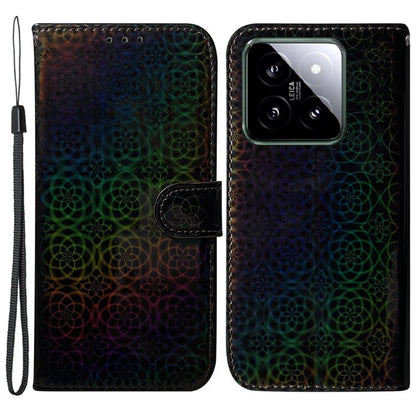 For Xiaomi 14 Leather Case Dazzling Flower Pattern Phone Cover with Hand Strap