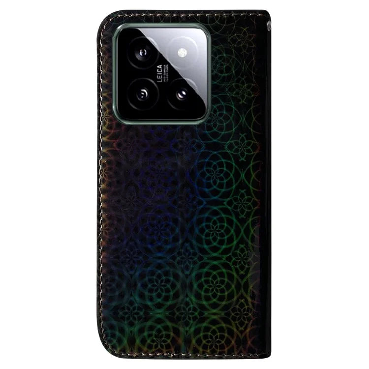 For Xiaomi 14 Leather Case Dazzling Flower Pattern Phone Cover with Hand Strap