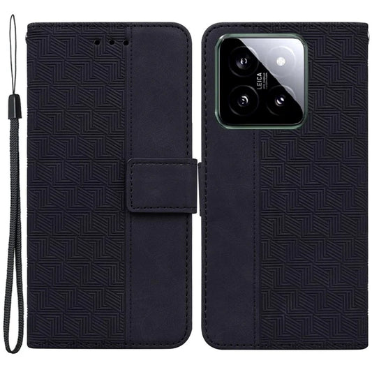 For Xiaomi 14 Case Geometry Pattern Imprinted Leather Phone Cover
