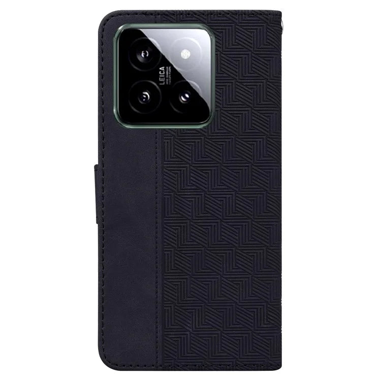 For Xiaomi 14 Case Geometry Pattern Imprinted Leather Phone Cover