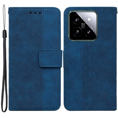 For Xiaomi 14 Case Geometry Pattern Imprinted Leather Phone Cover