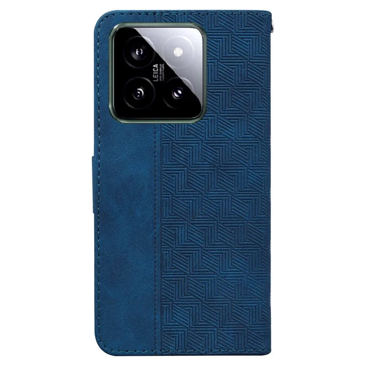 For Xiaomi 14 Case Geometry Pattern Imprinted Leather Phone Cover