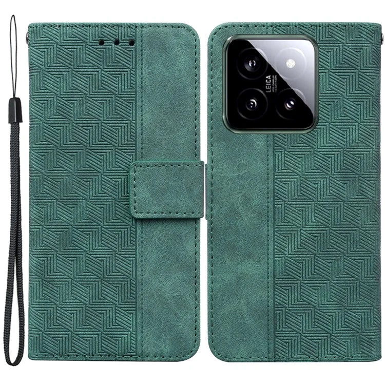 For Xiaomi 14 Case Geometry Pattern Imprinted Leather Phone Cover