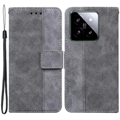 For Xiaomi 14 Case Geometry Pattern Imprinted Leather Phone Cover