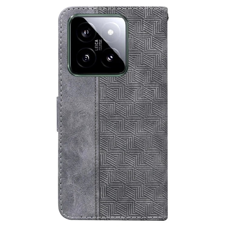 For Xiaomi 14 Case Geometry Pattern Imprinted Leather Phone Cover