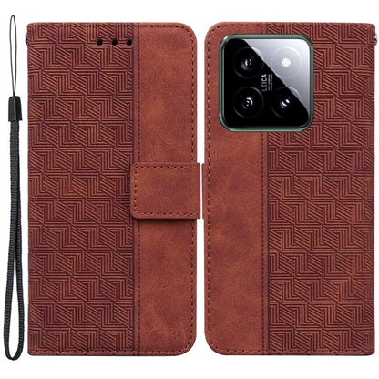 For Xiaomi 14 Case Geometry Pattern Imprinted Leather Phone Cover
