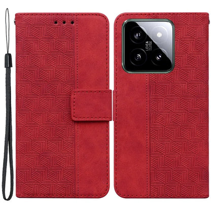 For Xiaomi 14 Case Geometry Pattern Imprinted Leather Phone Cover
