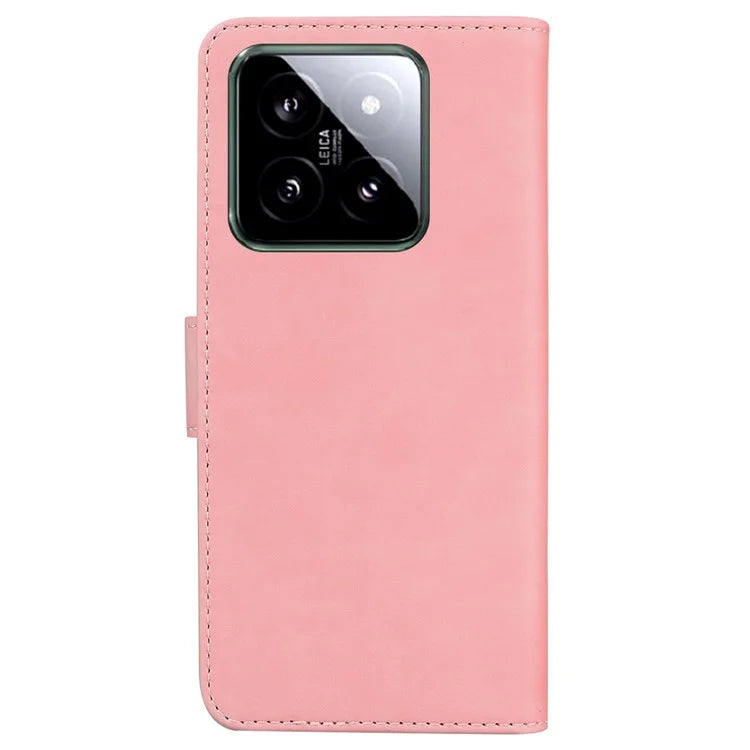 For Xiaomi 14 Phone Case Butterfly Pattern Skin-touch PU Leather Cover