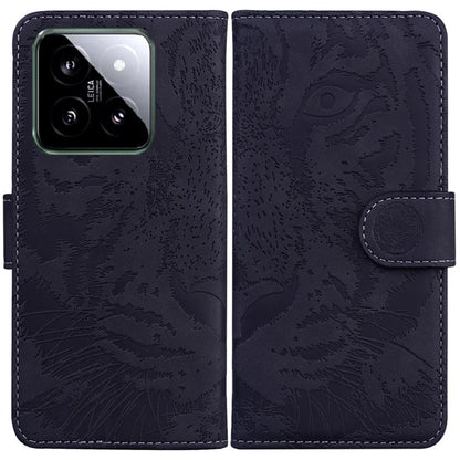 For Xiaomi 14 Magnetic Phone Case Imprinted Tiger Pattern Wallet Cover
