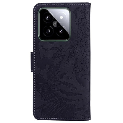 For Xiaomi 14 Magnetic Phone Case Imprinted Tiger Pattern Wallet Cover