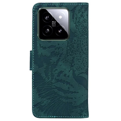For Xiaomi 14 Magnetic Phone Case Imprinted Tiger Pattern Wallet Cover