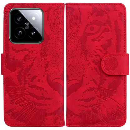 For Xiaomi 14 Magnetic Phone Case Imprinted Tiger Pattern Wallet Cover