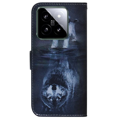 For Xiaomi 14 Leather Case Pattern Printing Phone Wallet Cover and Wolf