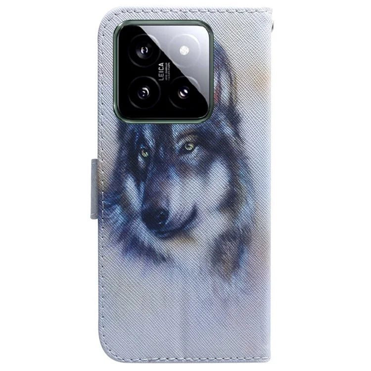 For Xiaomi 14 Leather Case Pattern Printing Phone Wallet Cover