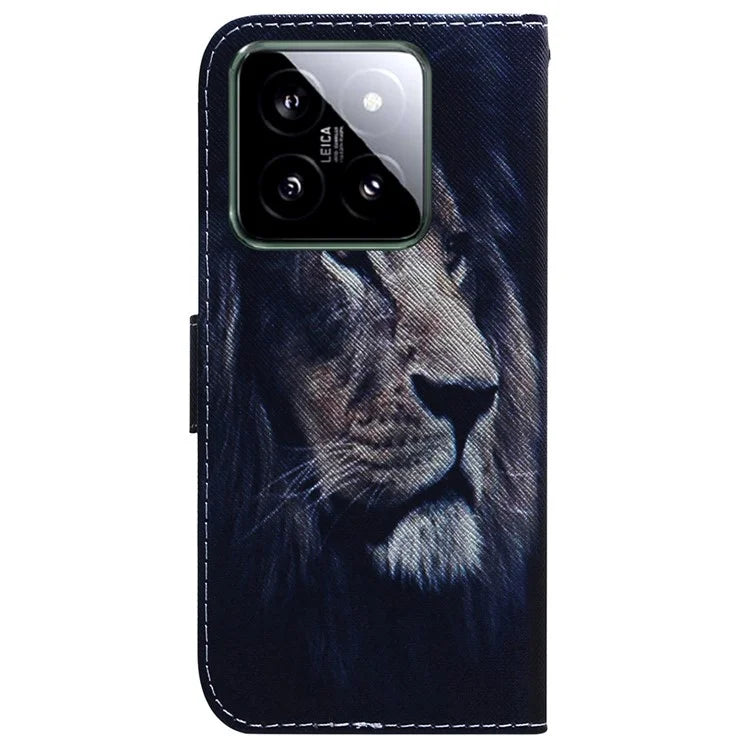 For Xiaomi 14 Leather Case Pattern Printing Phone Wallet Cover