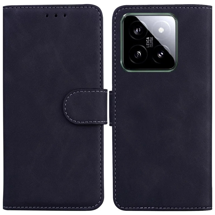 For Xiaomi 14 Magnetic Phone Case Solid Color Leather Cover