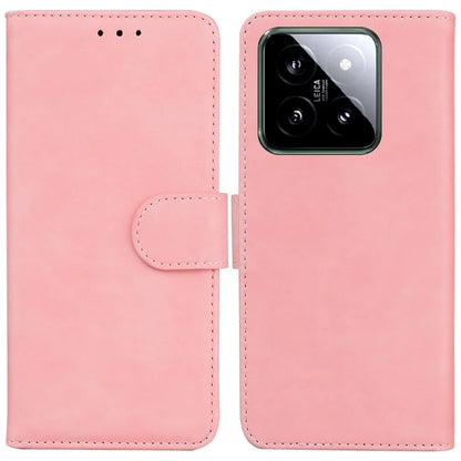 For Xiaomi 14 Magnetic Phone Case Solid Color Leather Cover