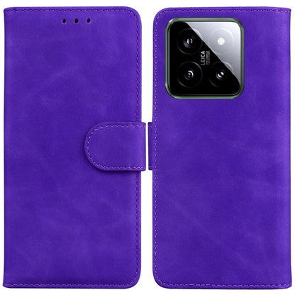 For Xiaomi 14 Magnetic Phone Case Solid Color Leather Cover