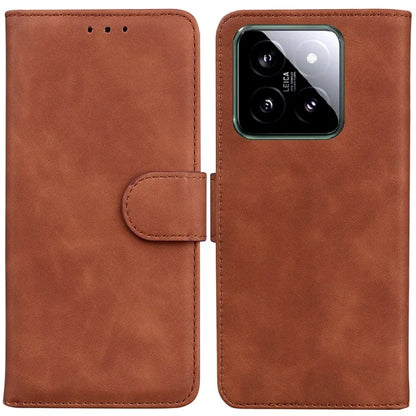 For Xiaomi 14 Magnetic Phone Case Solid Color Leather Cover