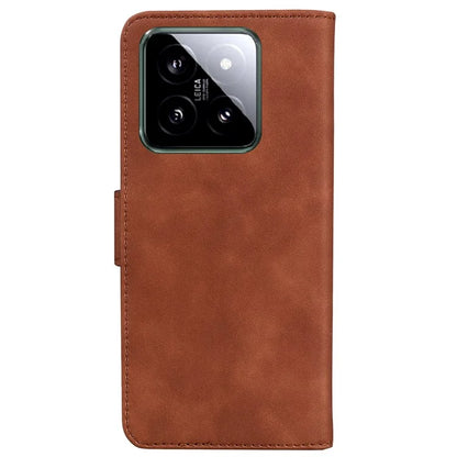 For Xiaomi 14 Magnetic Phone Case Solid Color Leather Cover