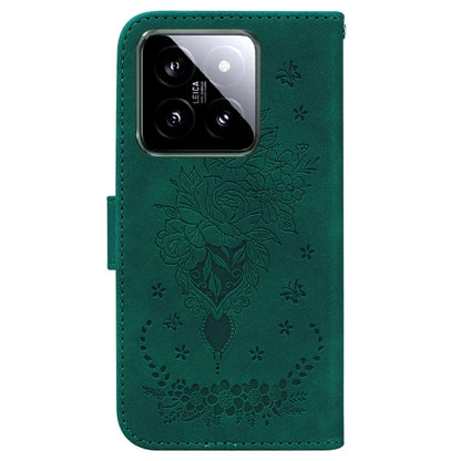For Xiaomi 14 Magnetic Case Rose Butterfly Imprinted Cell Phone Cover