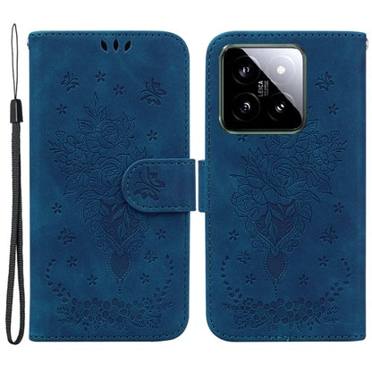 For Xiaomi 14 Magnetic Case Rose Butterfly Imprinted Cell Phone Cover