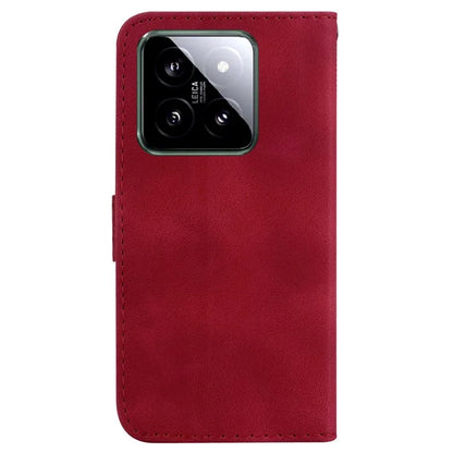 For Xiaomi 14 Cell Phone Case Imprinted 7-Shape Pattern Flip Leather Wallet Cover
