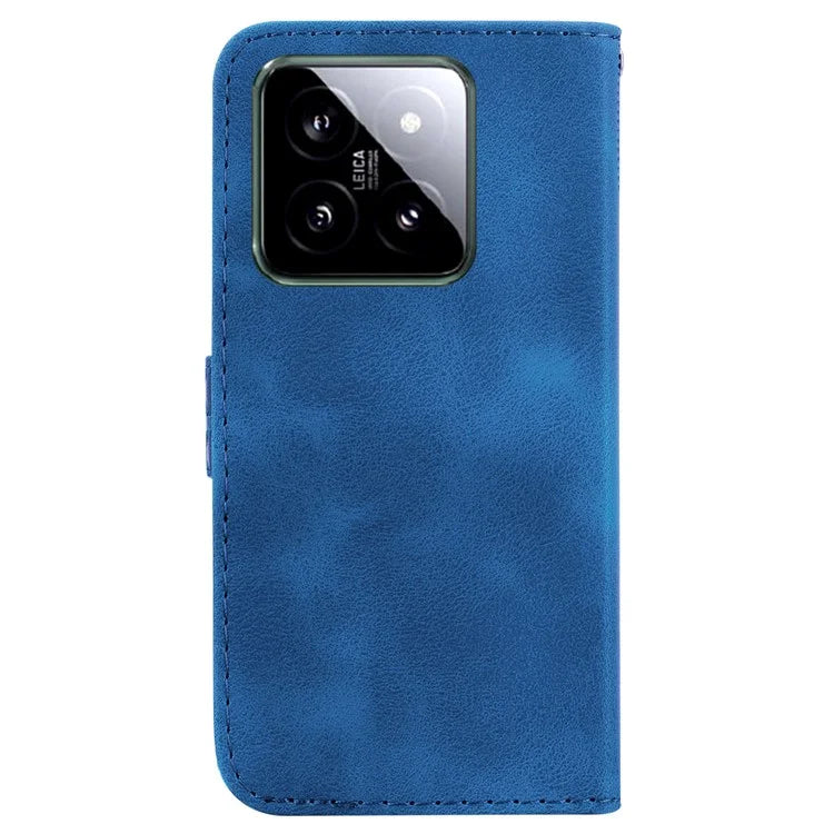 For Xiaomi 14 Cell Phone Case Imprinted 7-Shape Pattern Flip Leather Wallet Cover