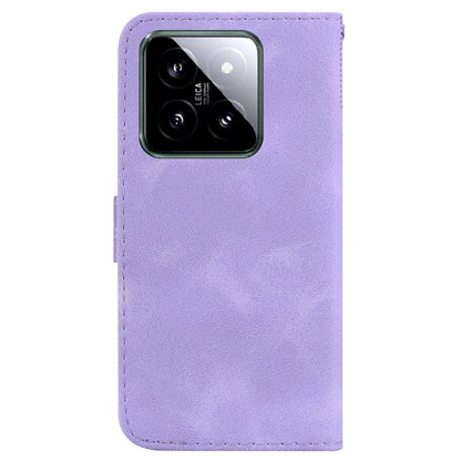 For Xiaomi 14 Cell Phone Case Imprinted 7-Shape Pattern Flip Leather Wallet Cover
