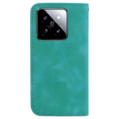 For Xiaomi 14 Cell Phone Case Imprinted 7-Shape Pattern Flip Leather Wallet Cover