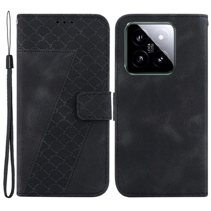 For Xiaomi 14 Cell Phone Case Imprinted 7-Shape Pattern Flip Leather Wallet Cover
