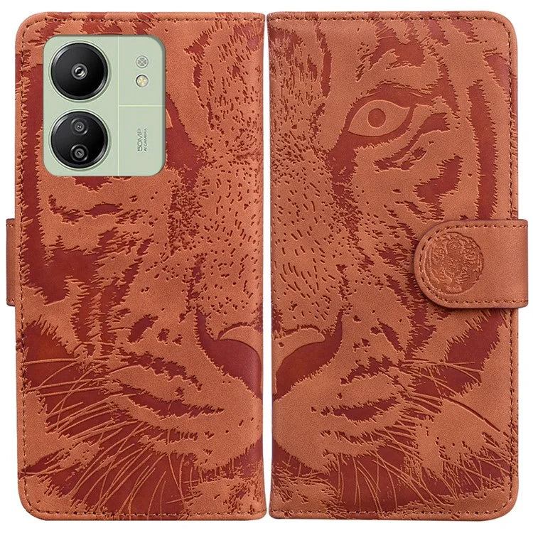 For Xiaomi Redmi 13C 4G / Redmi 13C 5G / Poco C65 4G Case PU Leather Tiger Pattern Phone Cover